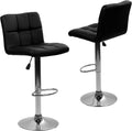 Bar Stools Modern PU Leather Hydraulic, Adjustable Bar Stools with Back, Swivel Bar Stools Counter Height for Bar Kitchen with Set of 2 (Black)