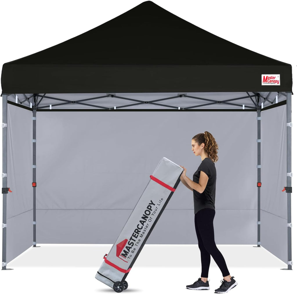 MASTERCANOPY 10x10 Heavy Duty Pop up Canopy Tent with Sidewalls, Black