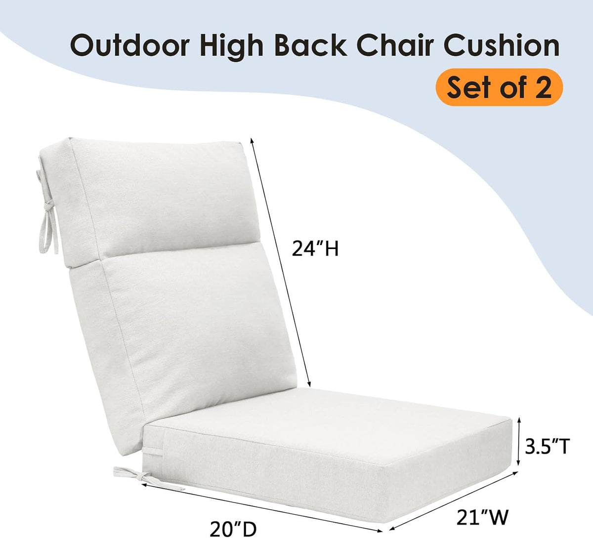 unimatta outdoor high back chair cushion seat pads showing dimensions