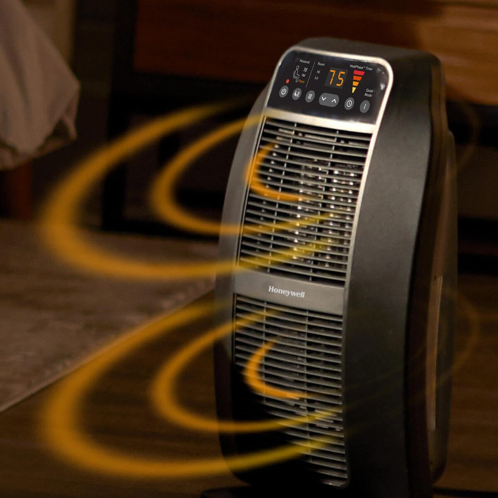Honeywell HeatGenius Ceramic Heater, Black – Easy to Use Space Heater with Multi-Directional Heating, Digital Controls and Programmable Thermostat