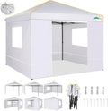 COBIZI 10×10 Easy Setup Pop Up Canopy Gazebo with Mesh Windows 2.0, White