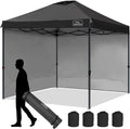 AMPKEEPER Outdoor Pop-Up Canopy Tent with 2 Sidewalls, Black, 10 x 10 Ft