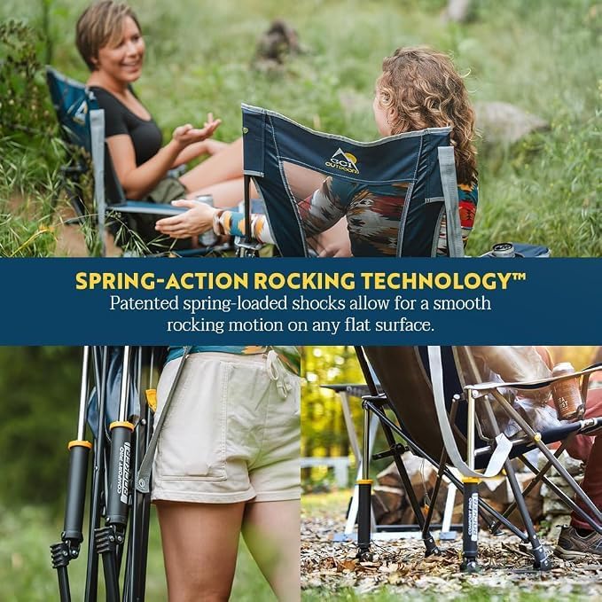 GCI Outdoor Comfort Pro Rocker Camping Chair | Portable Folding Rocking Chair with Durable Armrests & Drink Holder — Floral