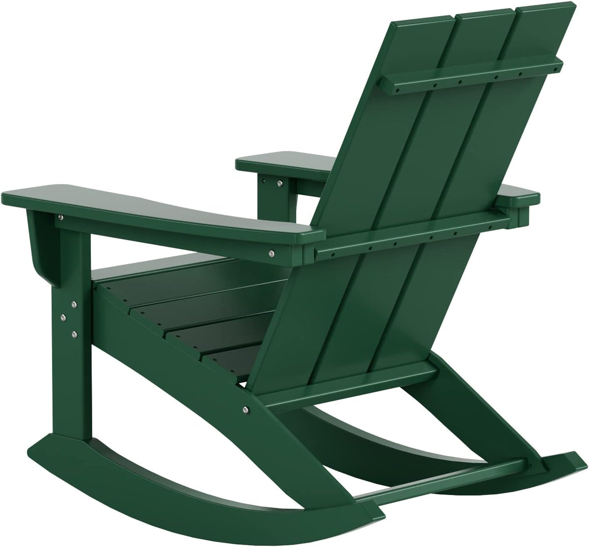 WestinTrends Ashore Patio Rocking Chairs Set of 4, All Weather Poly Lumber Plank Adirondack Rocker Chair, Modern, Dark Green