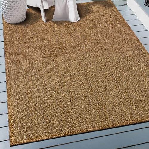 Rugshop Modern Diamond Grid Area Rug for Patio Natural/Jute 4' x 6'