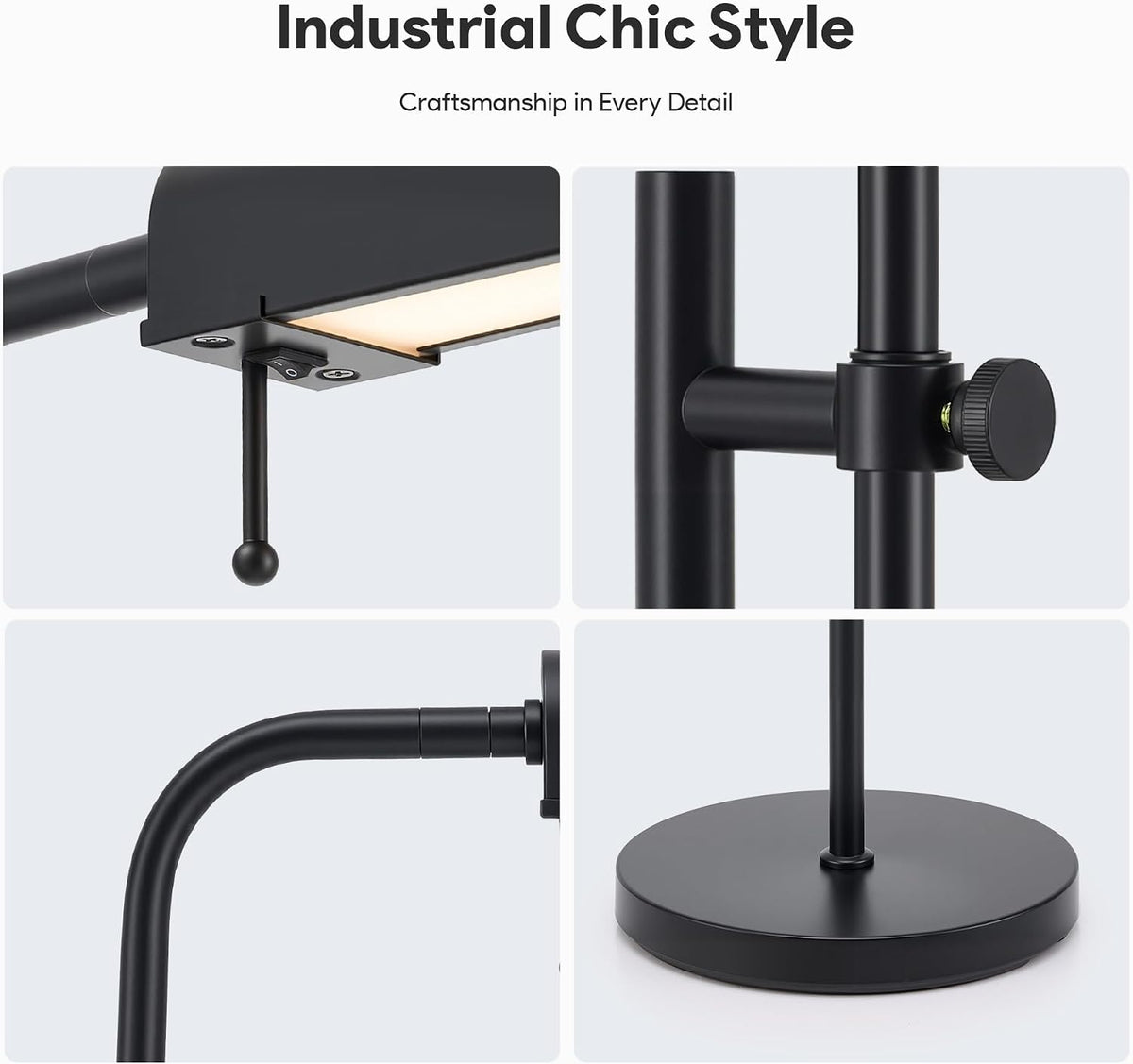 VONLUCE Industrial Floor Lamp, Adjustable LED Floor Lamp for Living Room