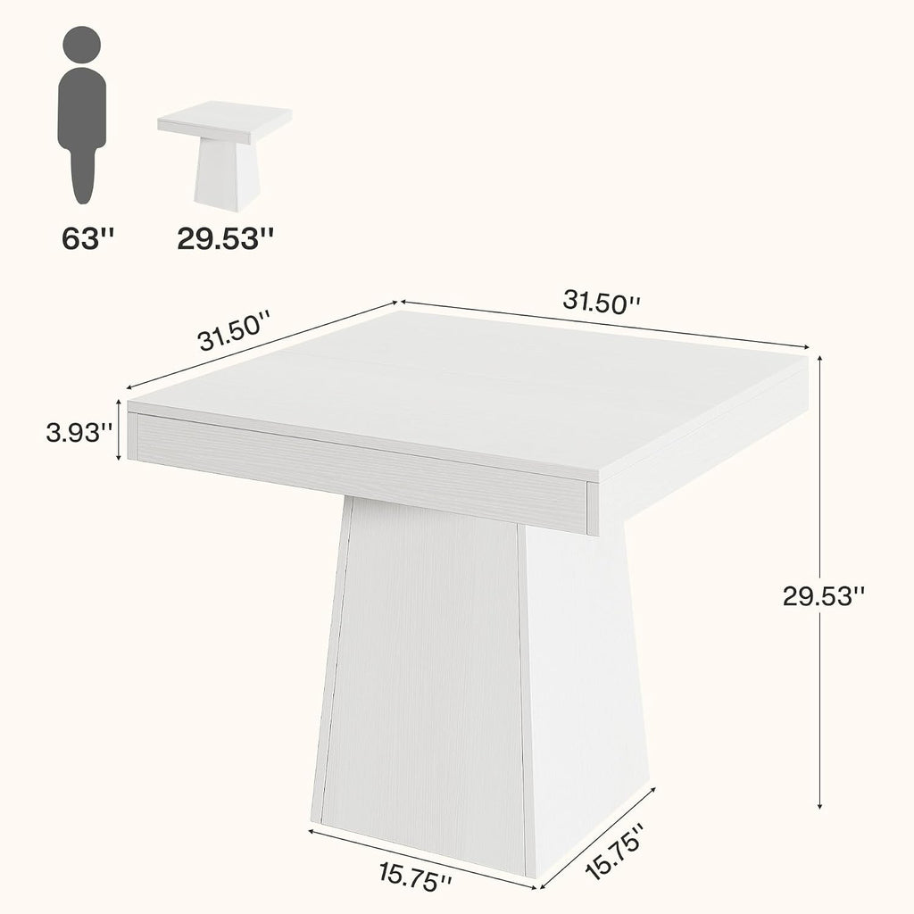 Tribesigns Square Dining Table for 4, 31.5" Farmhouse Small Kitchen Table
