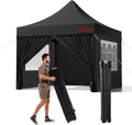 10x10 Heavy Duty Commercial Pop Up Canopy with Sidewalls, Black