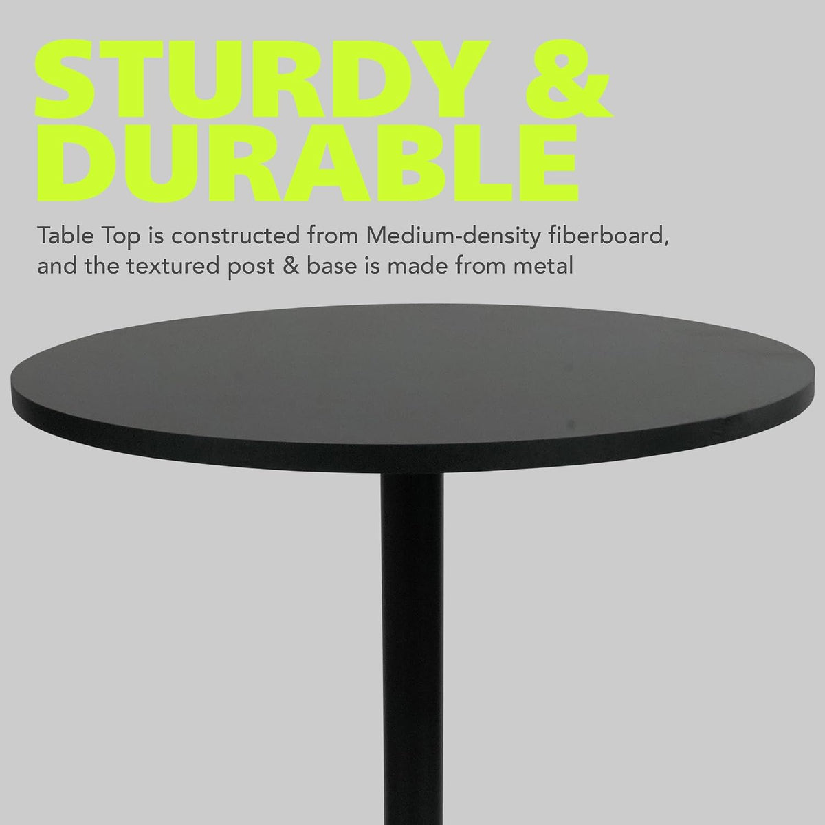 pearington round bar height pub table, black, 4pk showing dimensions