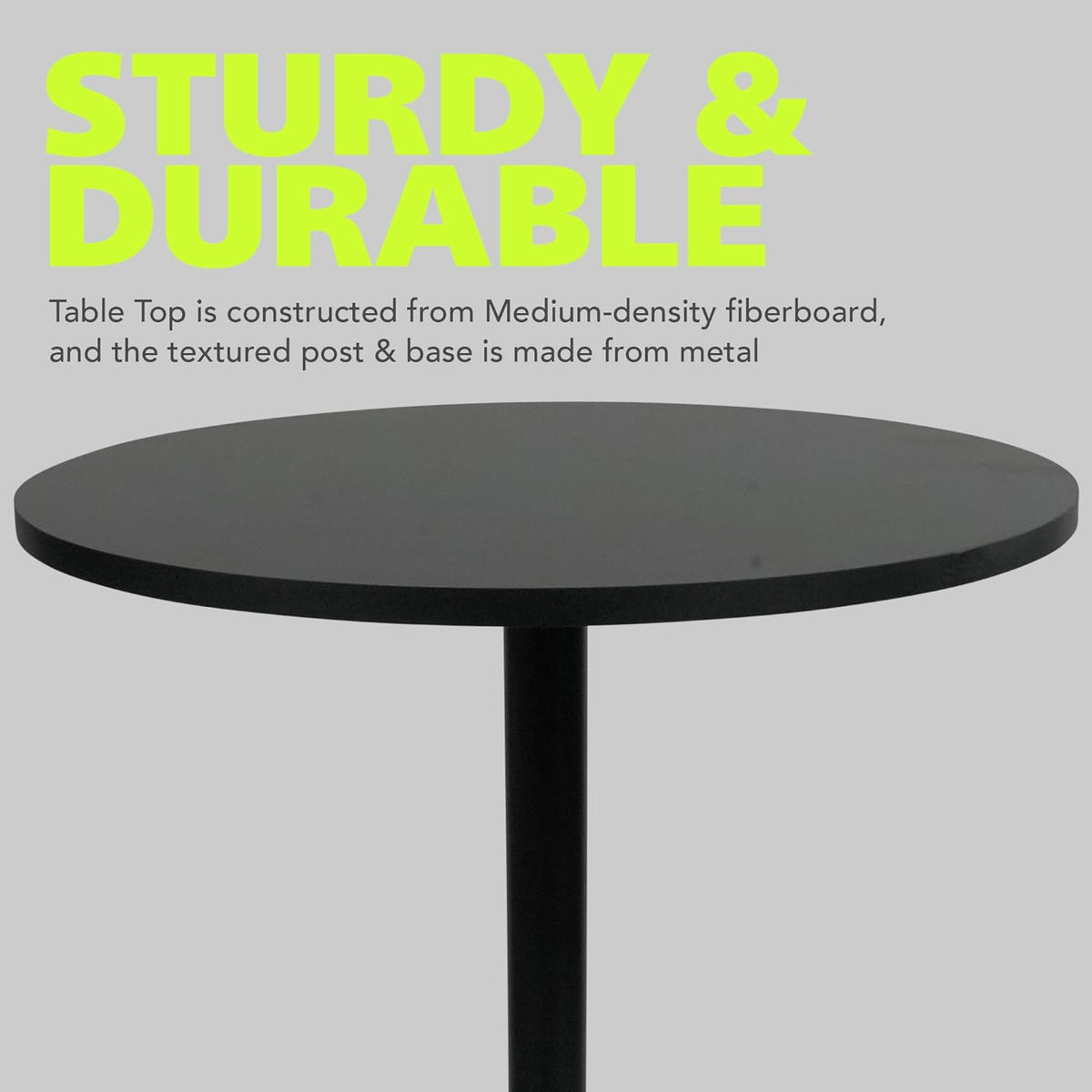 pearington round bar height pub table, black, 4pk showing dimensions