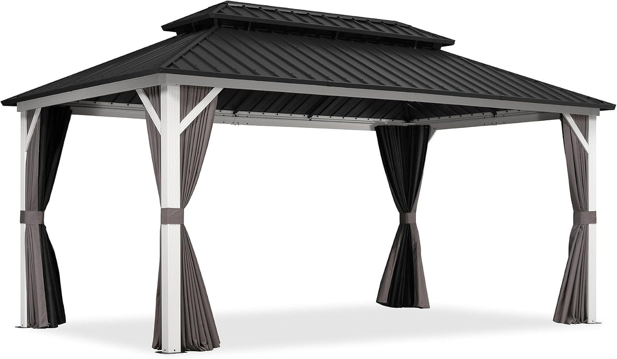 PURPLE LEAF Hardtop Gazebo 10' x 16' White Pavilion Galvanized Steel Roof