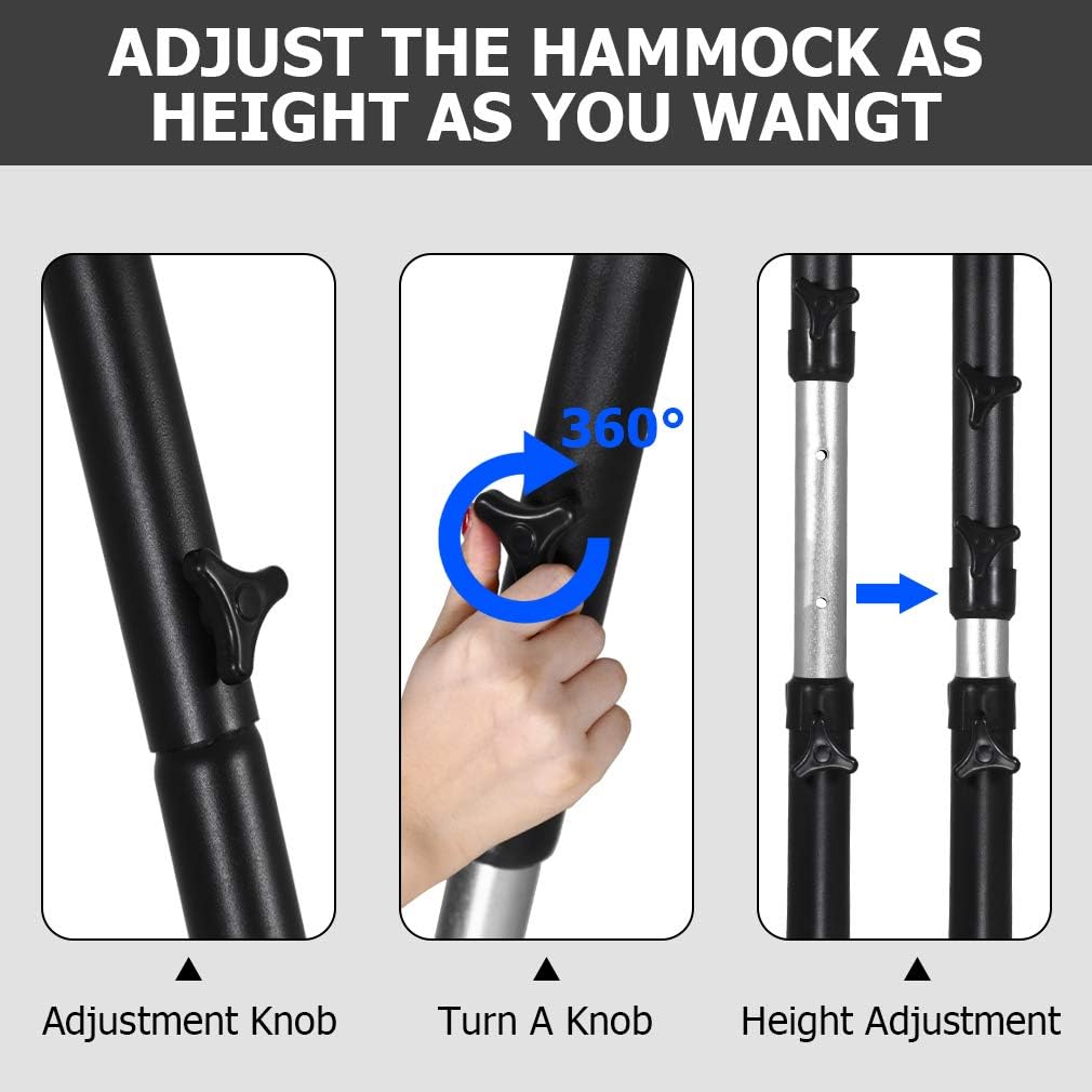 FDW Adjustable Hammock Chair Stand Hammock Stand Only Hanging Chair Stand Swing Chair Stand for Indoor/Outdoor Patio Yard