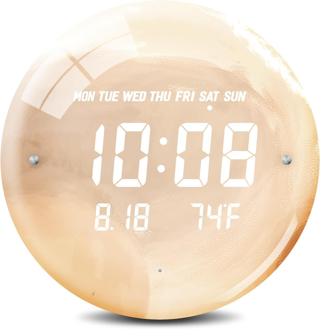 Digital LED Wall Clock for Home & Office, Moon, 12''