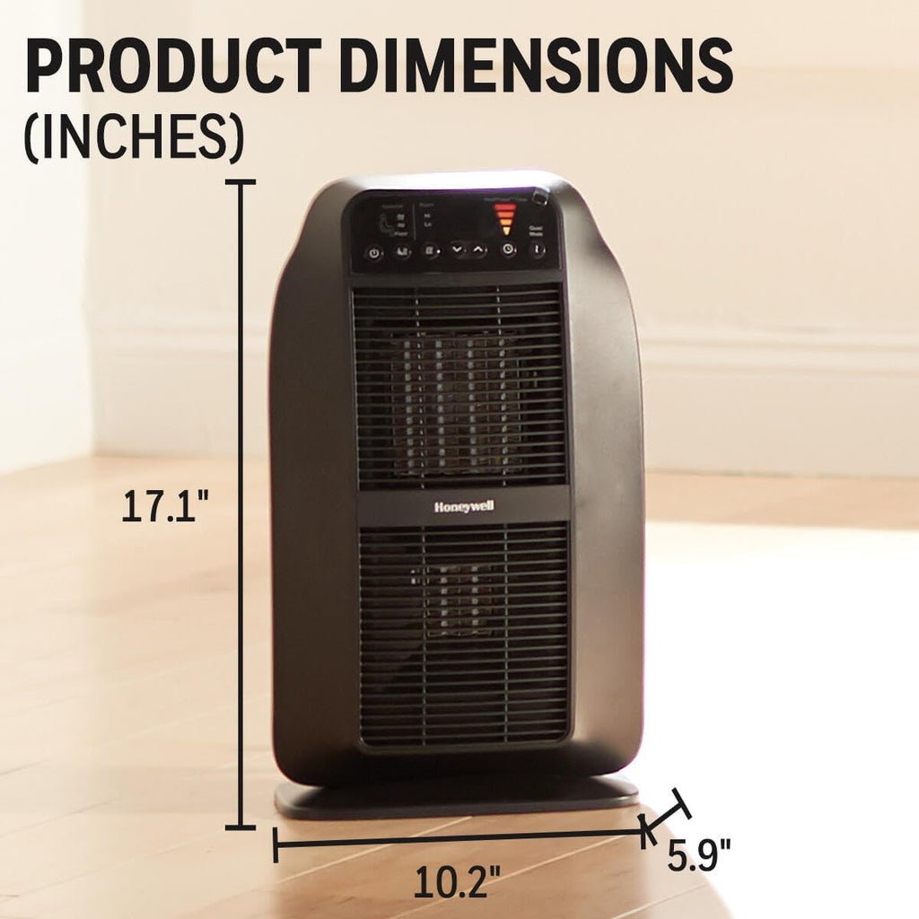 Honeywell HeatGenius Ceramic Heater, Black – Easy to Use Space Heater with Multi-Directional Heating, Digital Controls and Programmable Thermostat