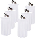 6 Packs White Round Cocktail Table Skirt 24"x 43"