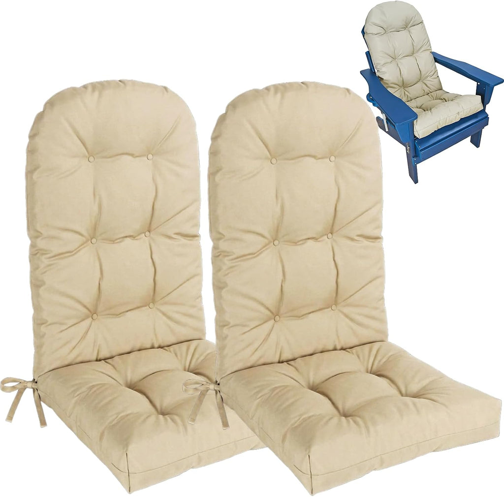 Outdoor Adirondack Chair Cushions Set of 2, Waterproof Patio Rocking Chair Cushions High Back, Thickened Patio Chair Pad for Indoor with Tie Straps,48x19x4 inches (2, Kahaki)