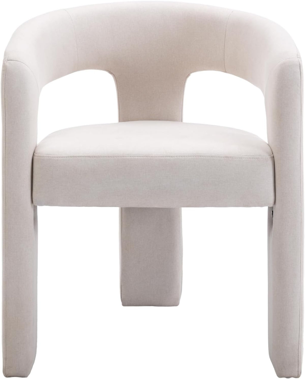 Modern Barrel Dining Chairs Set of 4, Upholstered Accent Kitchen Chair with Arms Comfy Linen Fabric Side Chair for Living Room/Home Office/Reception, Linen Cream