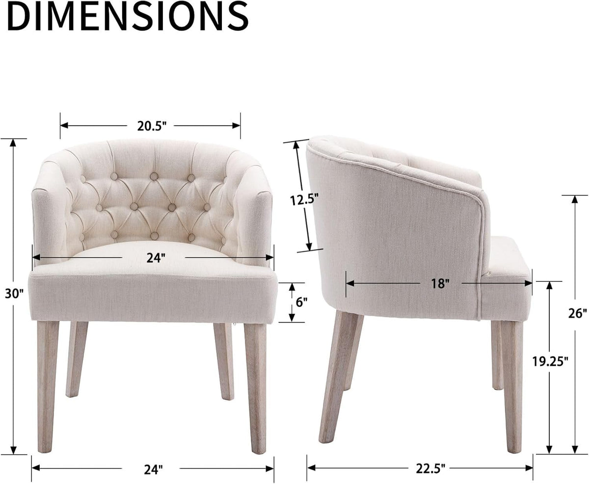 DUOMAY Modern Tufted Linen Dining Chairs Set of 4, White