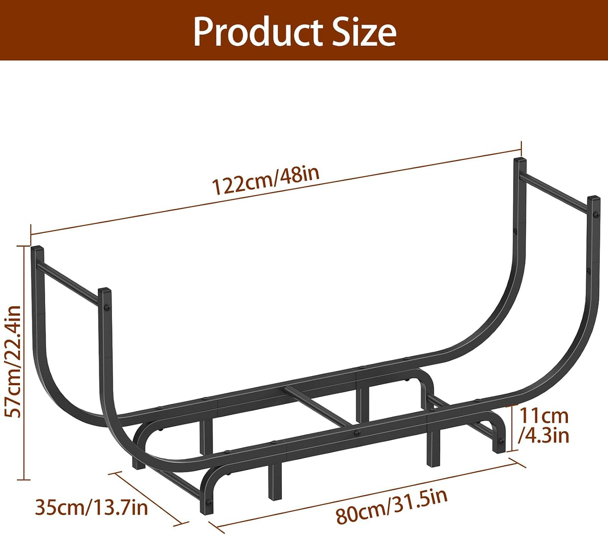 LIANTRAL Curved Firewood Rack Outdoor Indoor, 48 Inch Heavy Duty Log Holder
