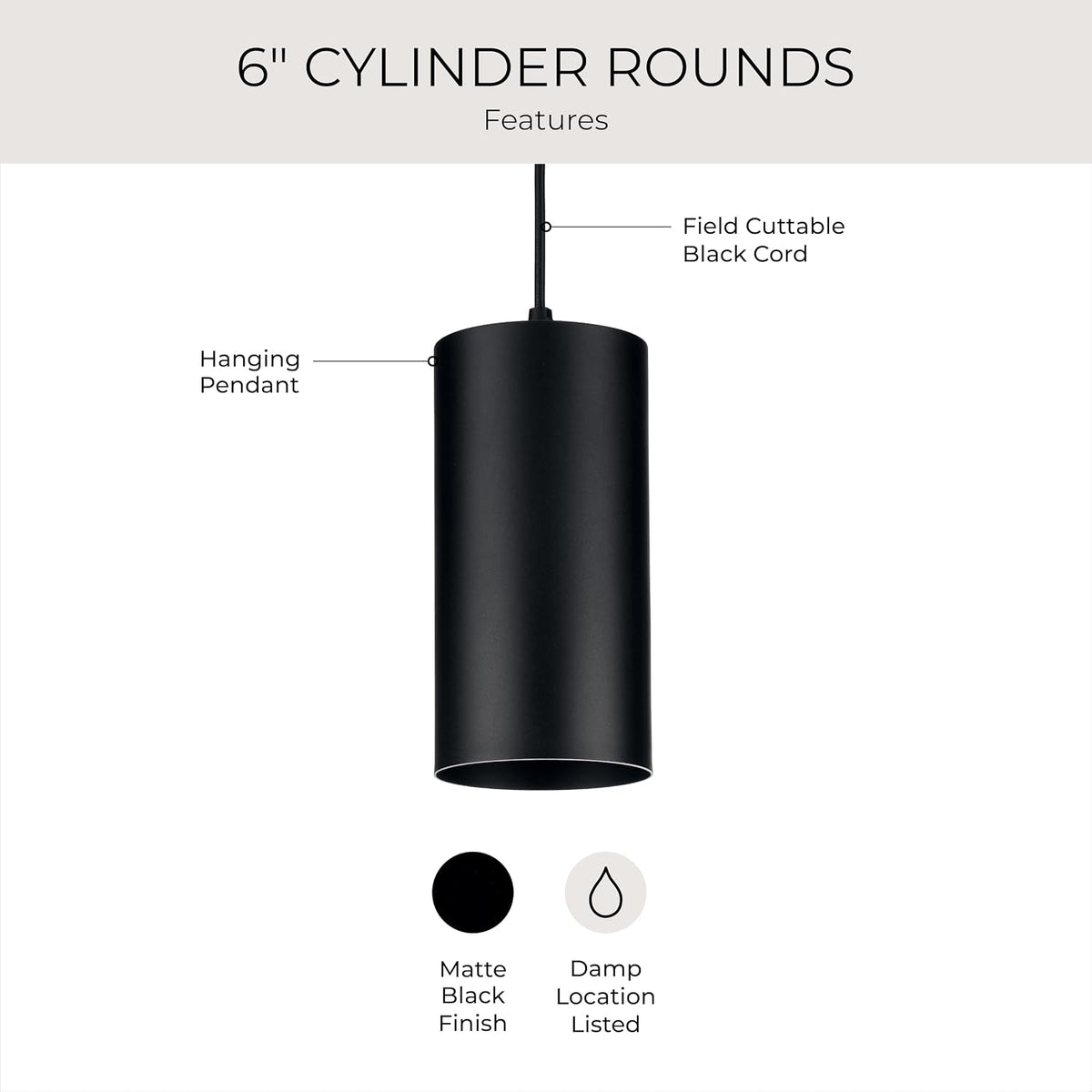 Progress Lighting Cylinder Outdoor Pendant Light, Black