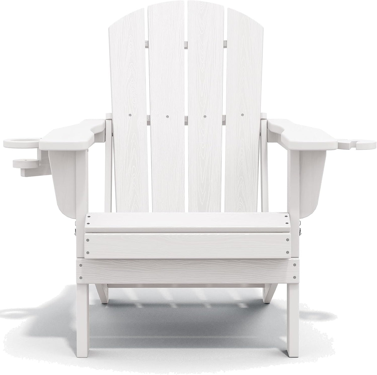 SERWALL Outdoor Adirondack Chairs with 2 Cup Holders,Foldable,White