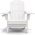 SERWALL Outdoor Adirondack Chair Set of 6 with Cup Holders,Foldable,White