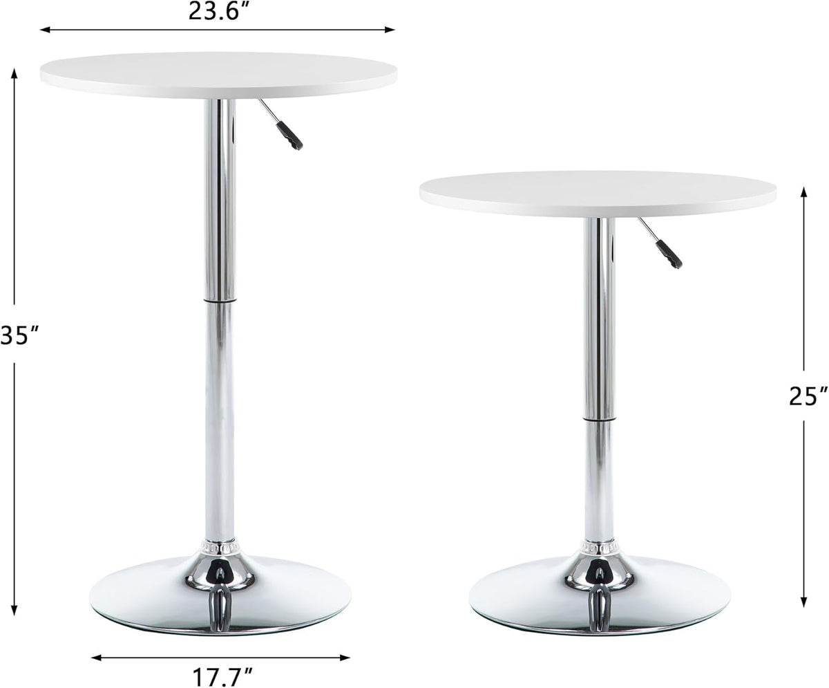 NOBPEINT Round Pub Table, Height Adjustable Bar Table 27-36 inches, 360 Swivel Table Top, White