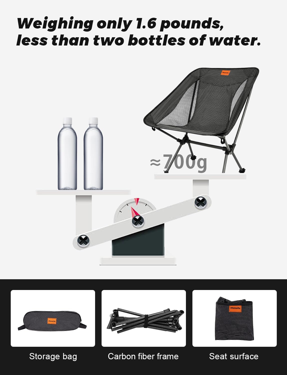 Camping Chair Carbon Fiber 1.6 lbs Ultralight Backpacking,Hiking
