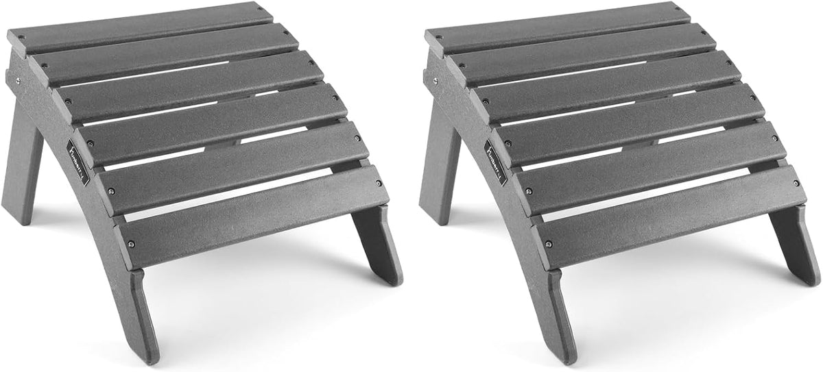 Folding Adirondack Ottoman Set of 2, Outdoor Foot Rest, Patio Footstool