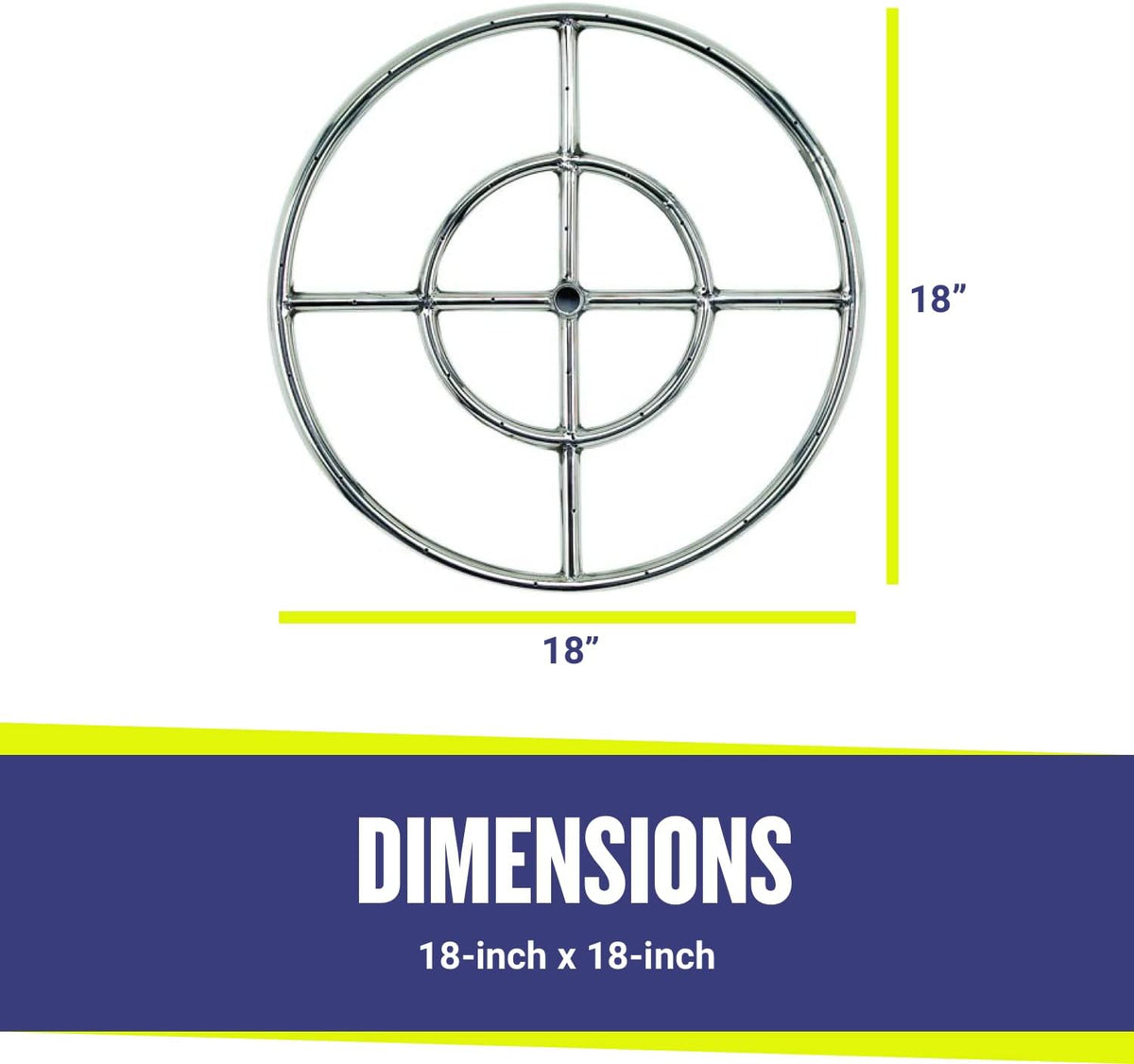 18" Double-Ring Stainless Steel Burner with a 1/2" Inlet