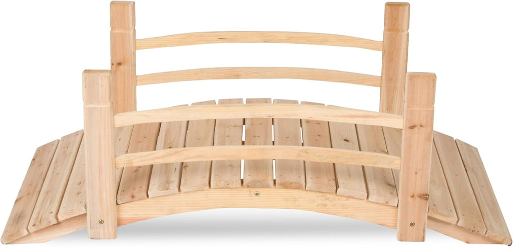 Shine Company 4980N 4 Ft. Cedar Wood Garden Bridge with Side Rails, Natural