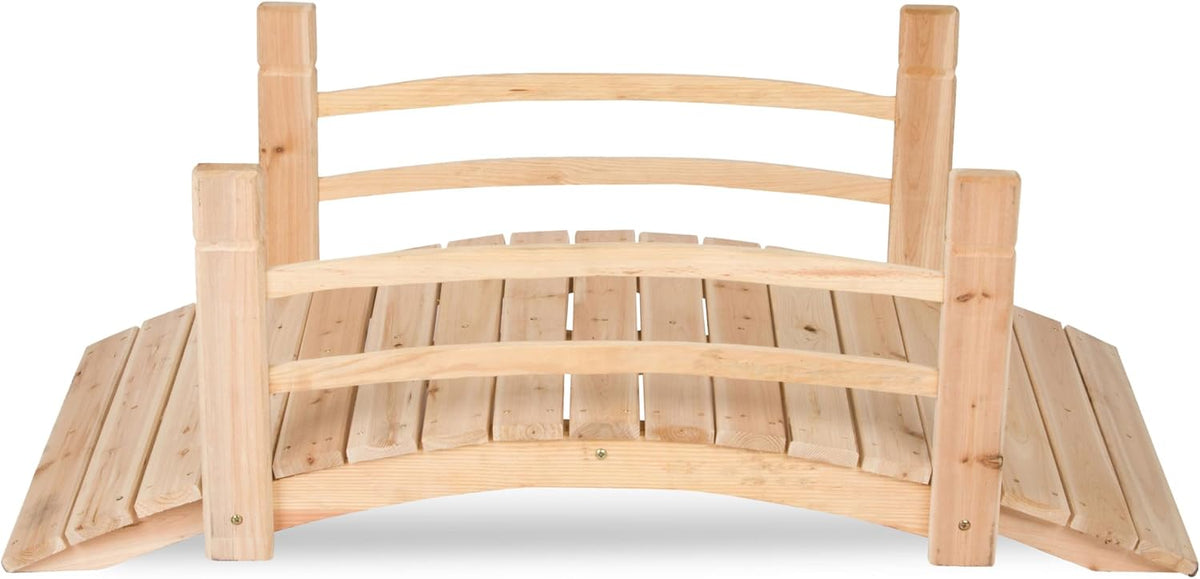 Shine Company 4980N 4 Ft. Cedar Wood Garden Bridge with Side Rails, Natural