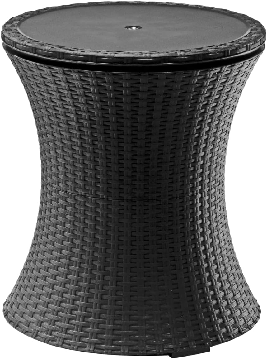 Keter Pacific Cool Bar Outdoor Patio Furniture and Hot Tub Side Table with 7.5 Gallon Beer and Wine Cooler, Dark Grey