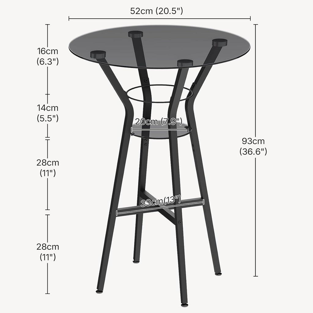 yatiney bar table, 2-tier round high top table, close-up detail