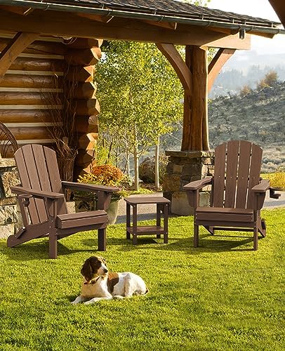 SERWALL Folding Adjustable Adirondack Chairs Set of 2, Cup Holders, Brown