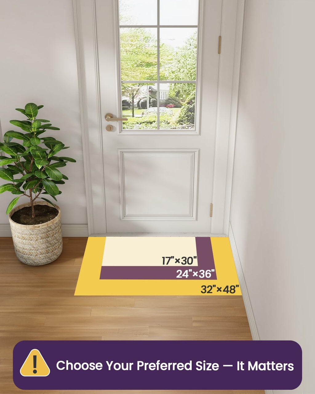 DEXI Thin Door Mat Indoor Entrance 24x36, Non Slip Entryway Mat, Beige