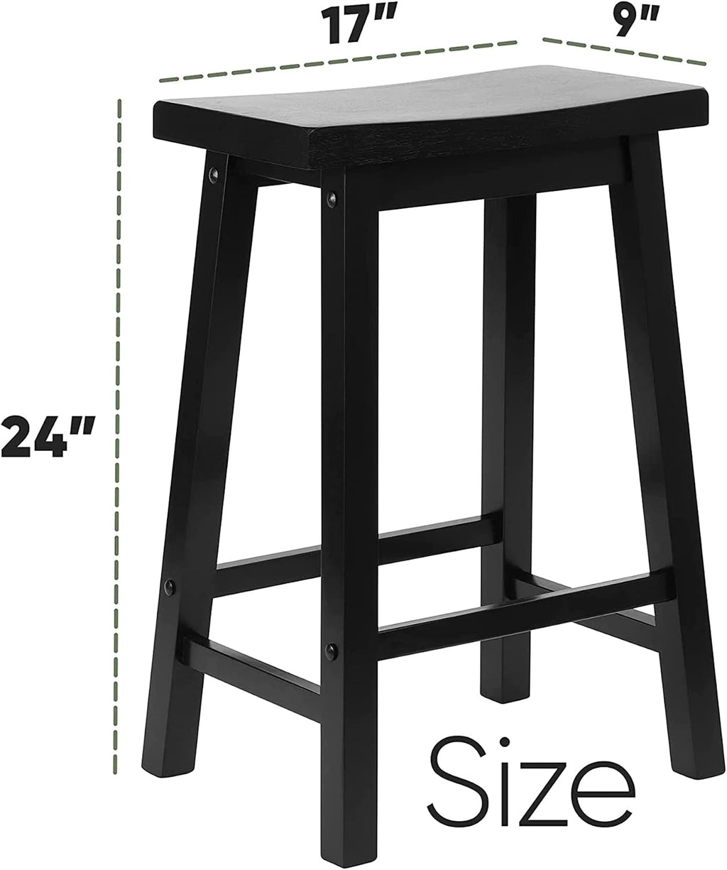 PJ Wood - 24 in Saddle Bar Stool - Black Wooden Barstool
