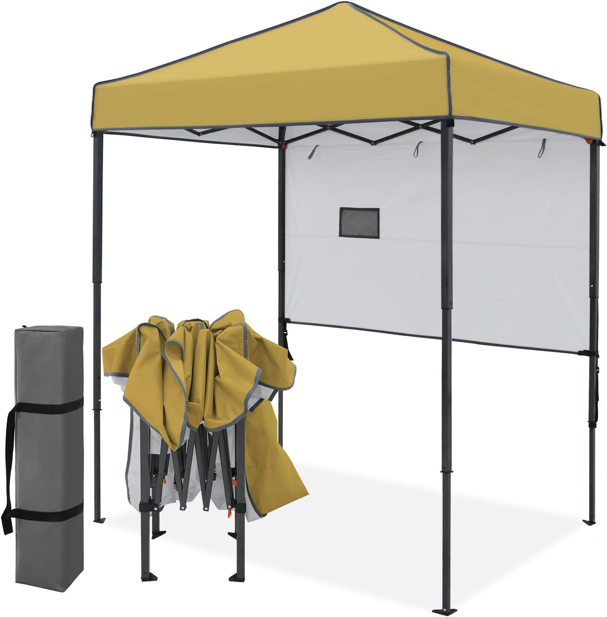 EAGLE PEAK 6x4 Instant Pop Up Canopy Tent with 1 Half Wall, Beige