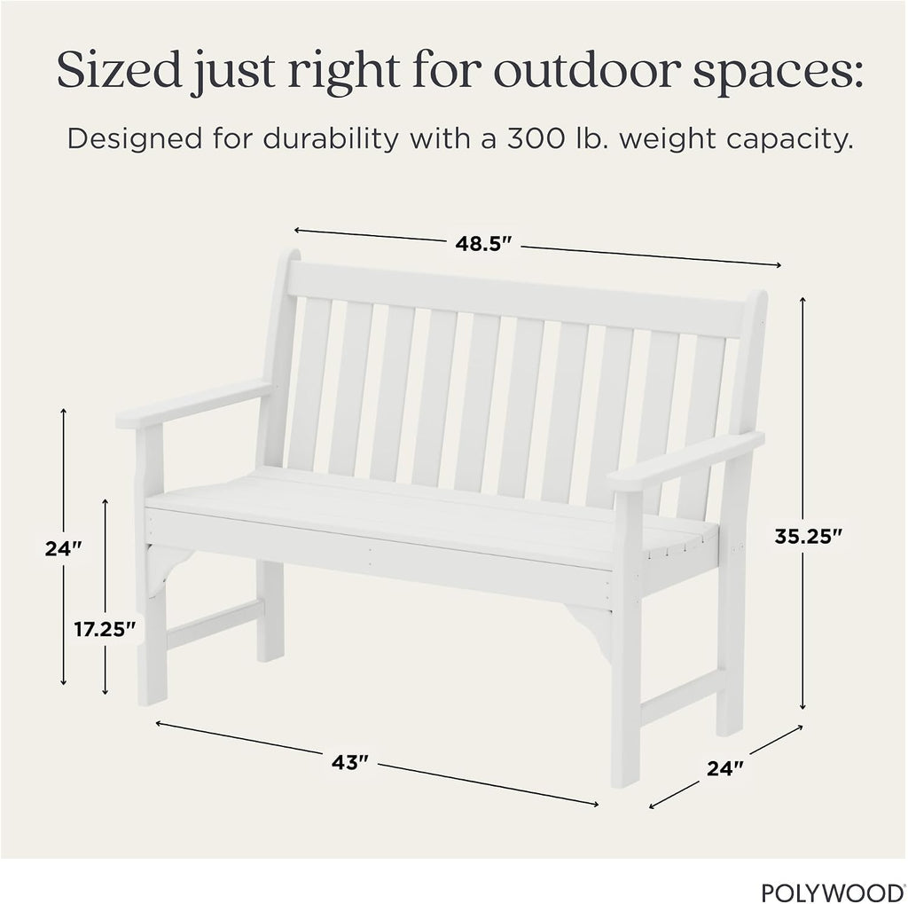 POLYWOOD GNB48WH Vineyard 48" Bench, White