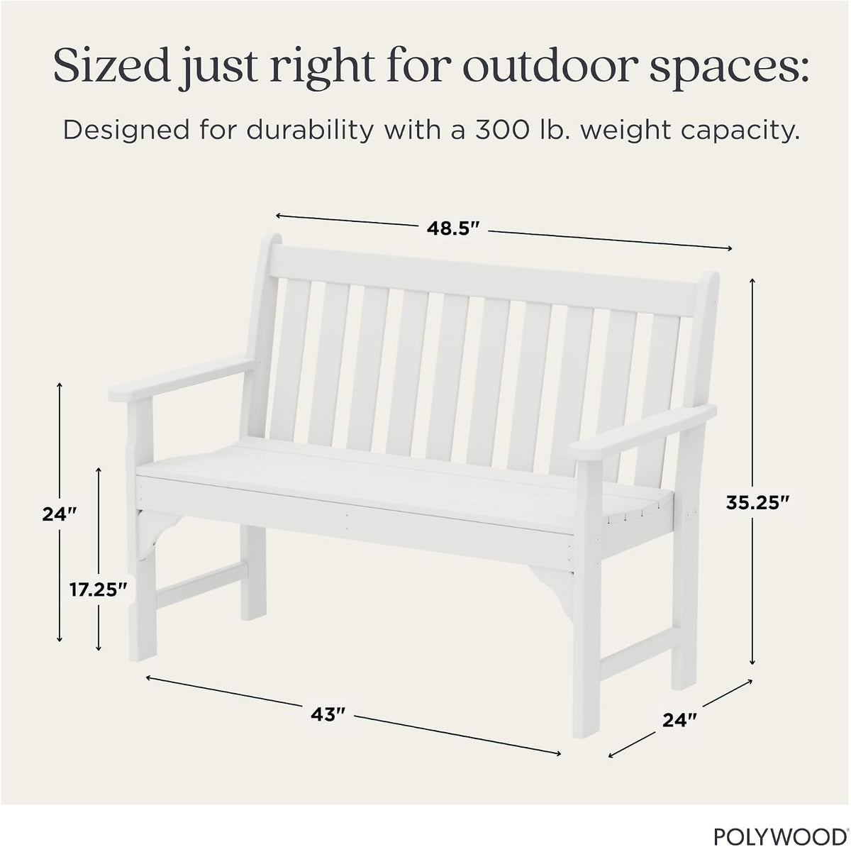POLYWOOD GNB48WH Vineyard 48" Bench, White