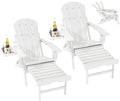 FOOWIN Folding Adjustable Adirondack Chair with Ottoman Set of 2