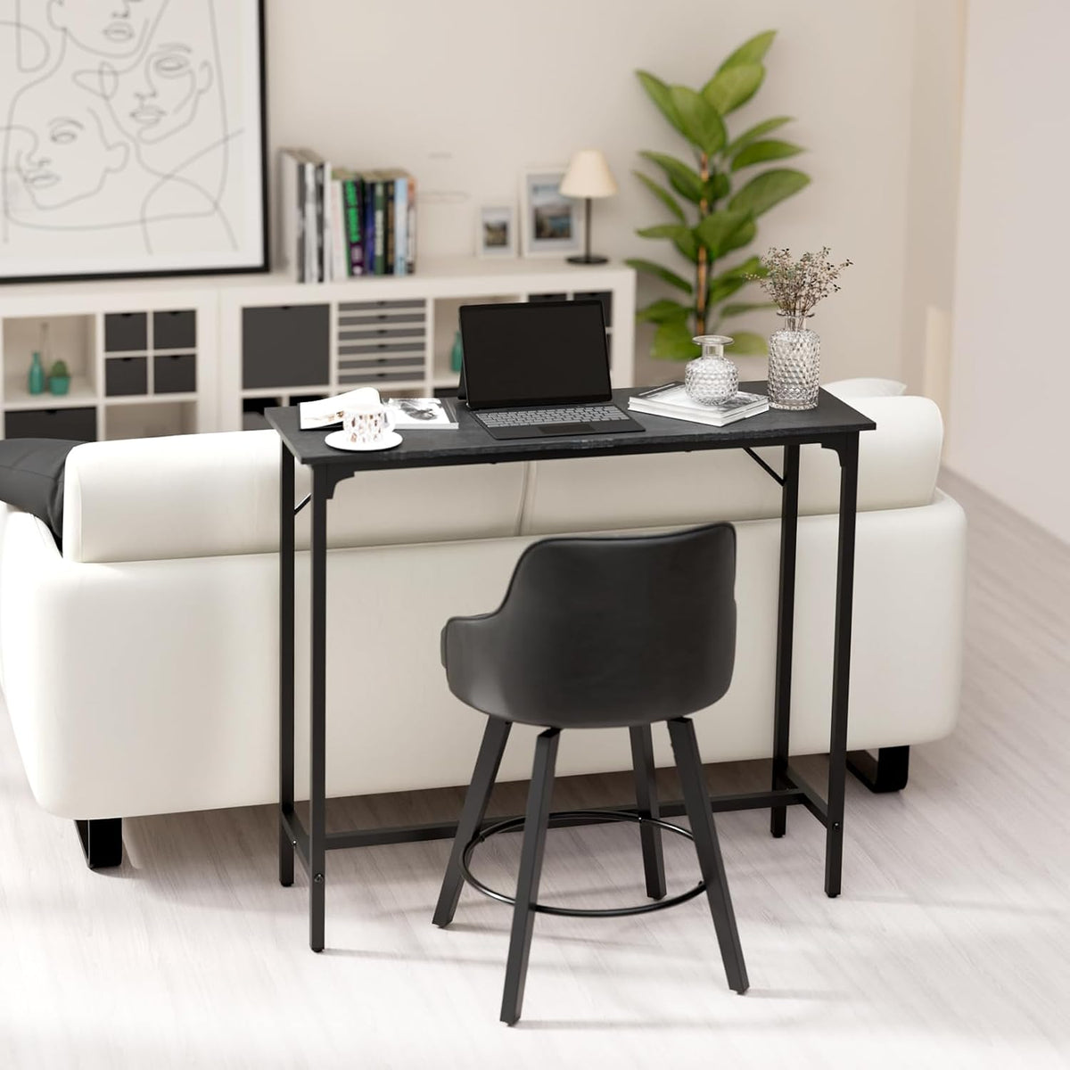 VINGLI 43 Inch Bar Table, Rectangular Counter Height Home Pub Table, Black