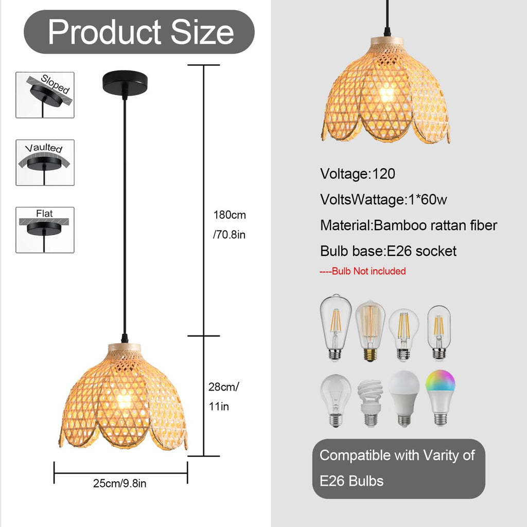 bamboo pendant light mini rattan chandelier shown in use