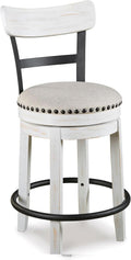 Signature Design by Ashley Valebeck Swivel Counter Height Bar Stool, White