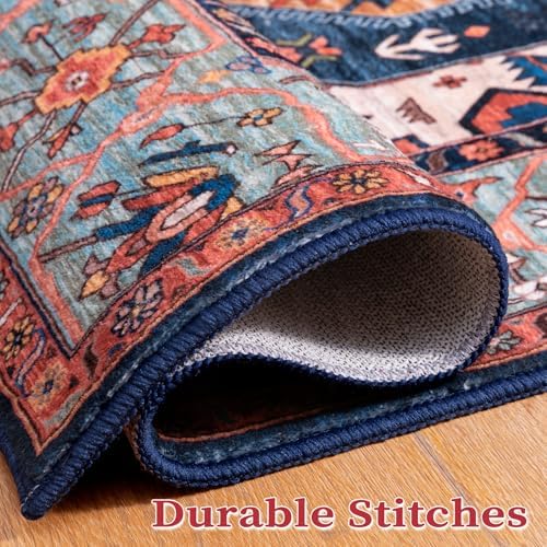 SERISSA 5x7 Washable Non Slip Boho Area Rug for Living Room，Rust