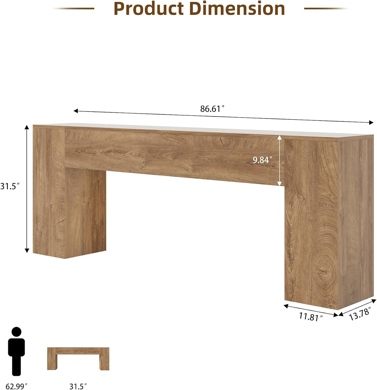 Extra Long Console Tables for Entryway 86-Inch, Natural Oak