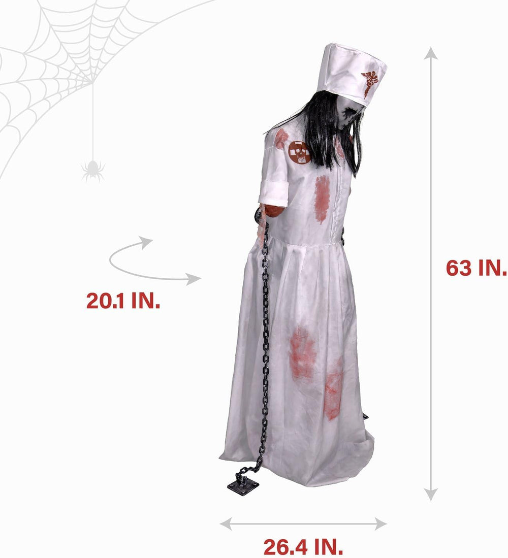 Haunted Hill Farm Life-Size 5.2-Ft Animatronic Convulsing Nurse by Tekky Hall...