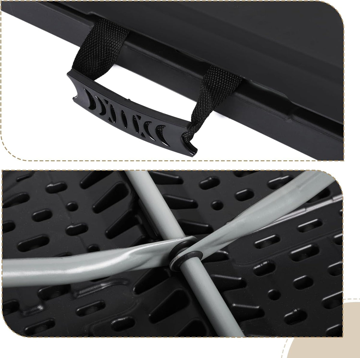 Athena Collection 4ft Folding Table Plastic Fold-in-Half Table, Black
