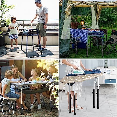 Table Leg Extenders for Folding Tables, Folding Table Legs Extensions for Straight and Bent Legs, Heavy Duty Steel 4 Levels Adjustable Folding Table Leg Risers, Raise Table Height