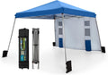PHI VILLA 12x12 Pop Up Canopy Tent with Sidewall, Slant Leg Sun Shade